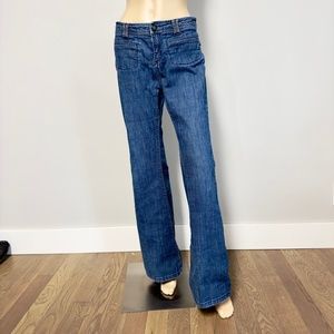 Free People Bell Bottom Flare Boot Cut Blue Jeans Sz 29, 32" Inseam